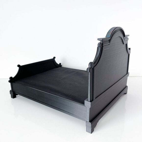 Black 1:6 Scale Tufted Chesterfield Bed for Barbie Integrity 12" Fashion Doll - Picture 2 of 6